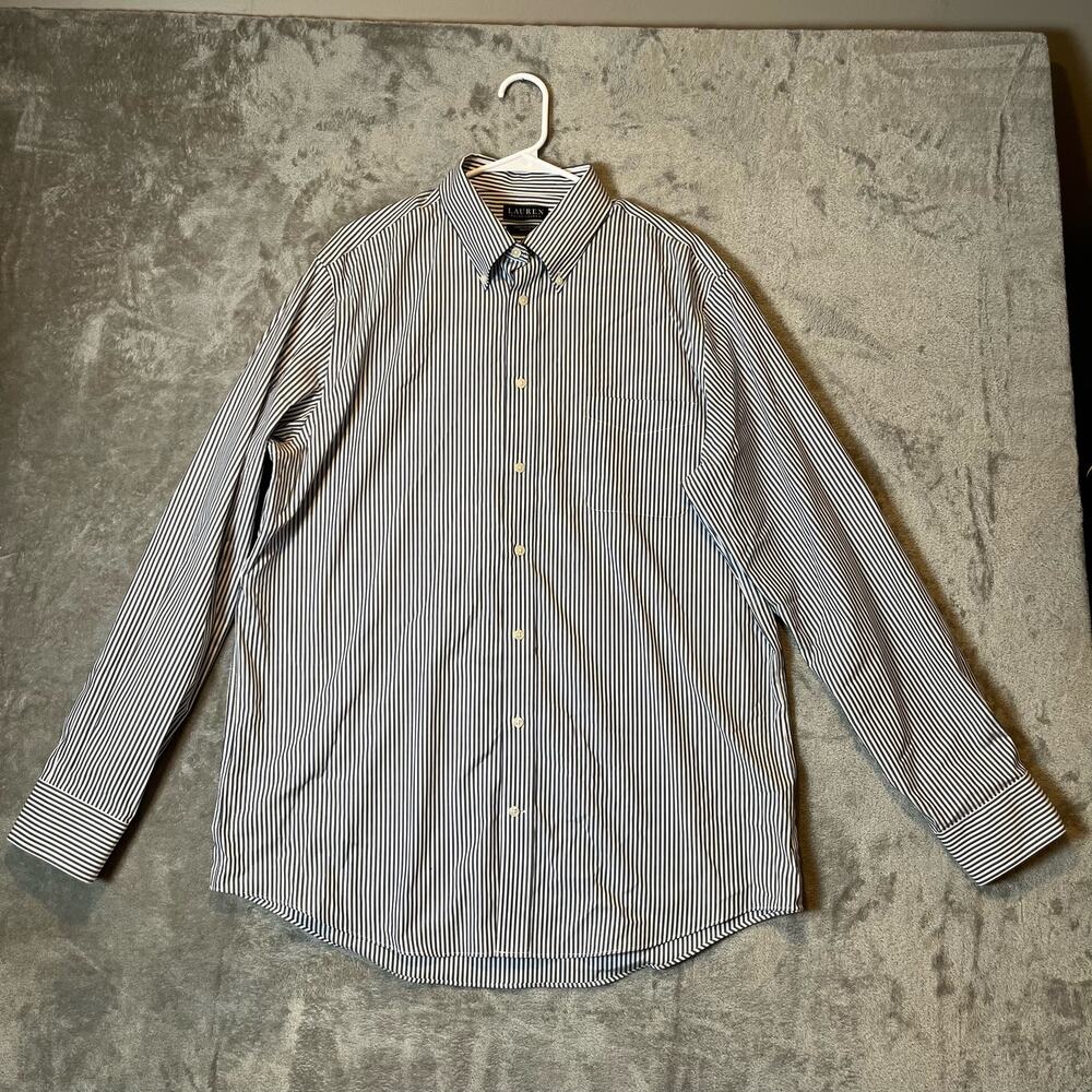 Ralph Lauren Black Label Sz 17, 36 /37 Tall Fit‎ Stretch Striped Button Up Shirt